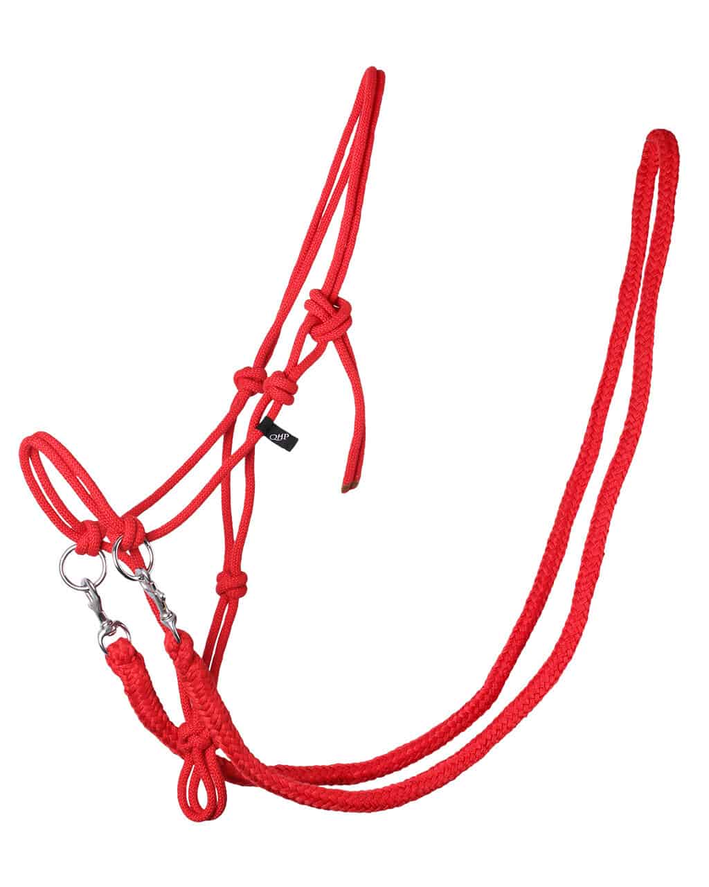 QHP Knot Halter with Reins Red