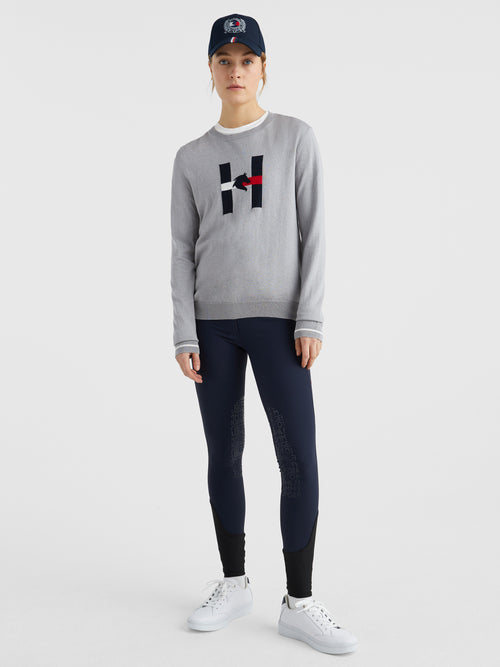 Tommy Hilfiger Equestrian® » Damen Sommer Reithose Pro KnieGrip Blau, mit breitem Bund, Gürtelschlaufen und einer Smartphone-Tasche mit verdecktem Reißverschluss am rechten Oberschenkel Artikelnummer th07wkbr201-004 erhältlich bei www.Hotti24.de