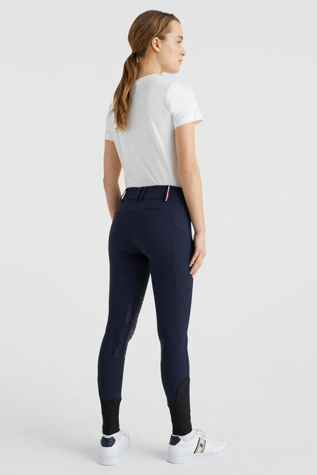 Tommy Hilfiger Equestrian® » Damen Sommer Reithose Pro KnieGrip Blau, mit breitem Bund, Gürtelschlaufen und einer Smartphone-Tasche mit verdecktem Reißverschluss am rechten Oberschenkel Artikelnummer th07wkbr201-004 erhältlich bei www.Hotti24.de