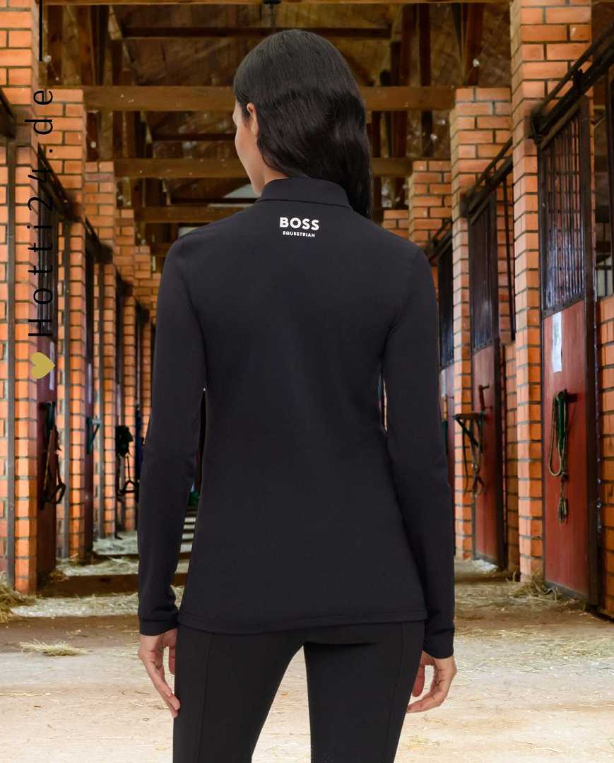 boss damen trainingsshirt lia signaturestripe B1W0405-001 schwarz