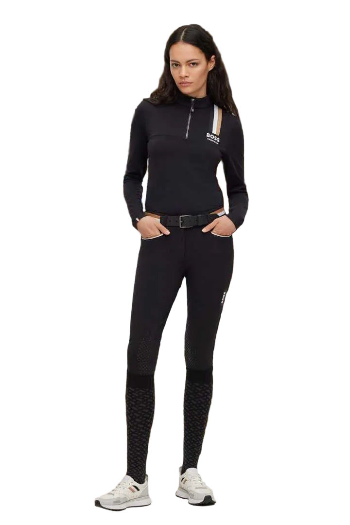boss damen trainingsshirt lia signaturestripe B1W0405-001 schwarz