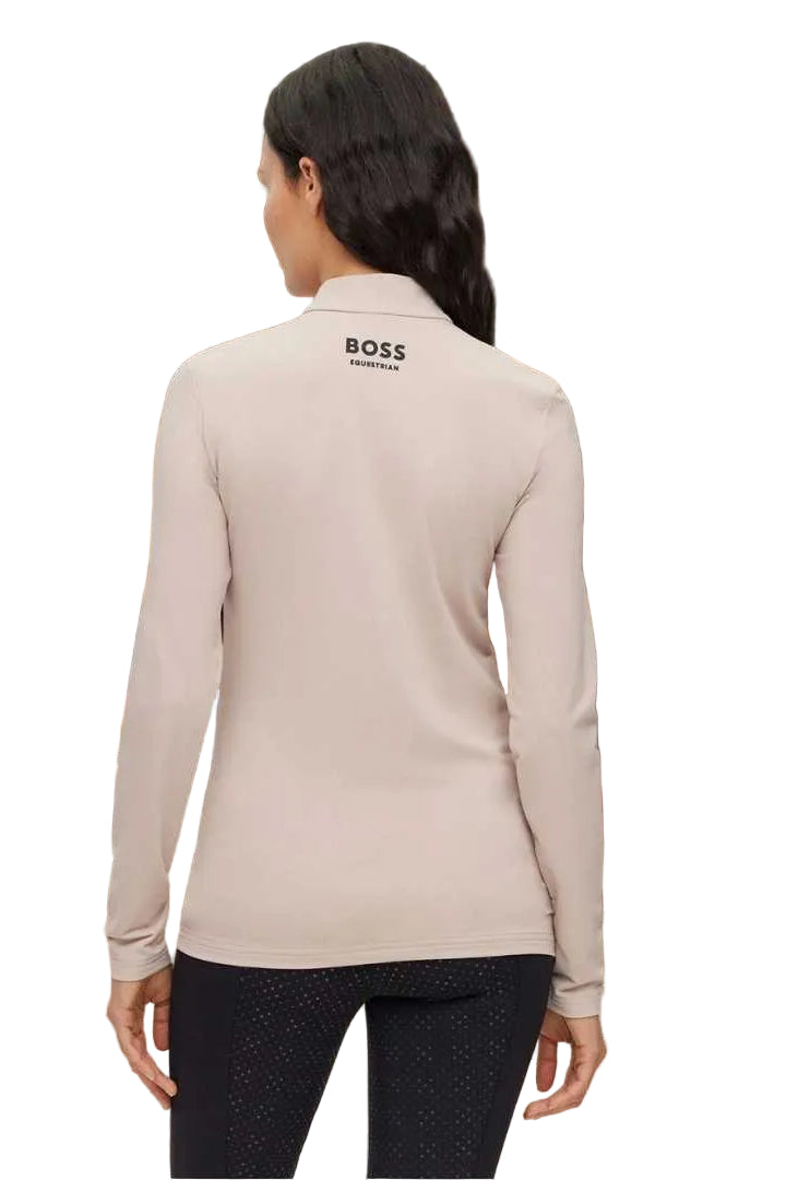boss damen trainingsshirt lia signaturestripe B1W0405-261 beige
