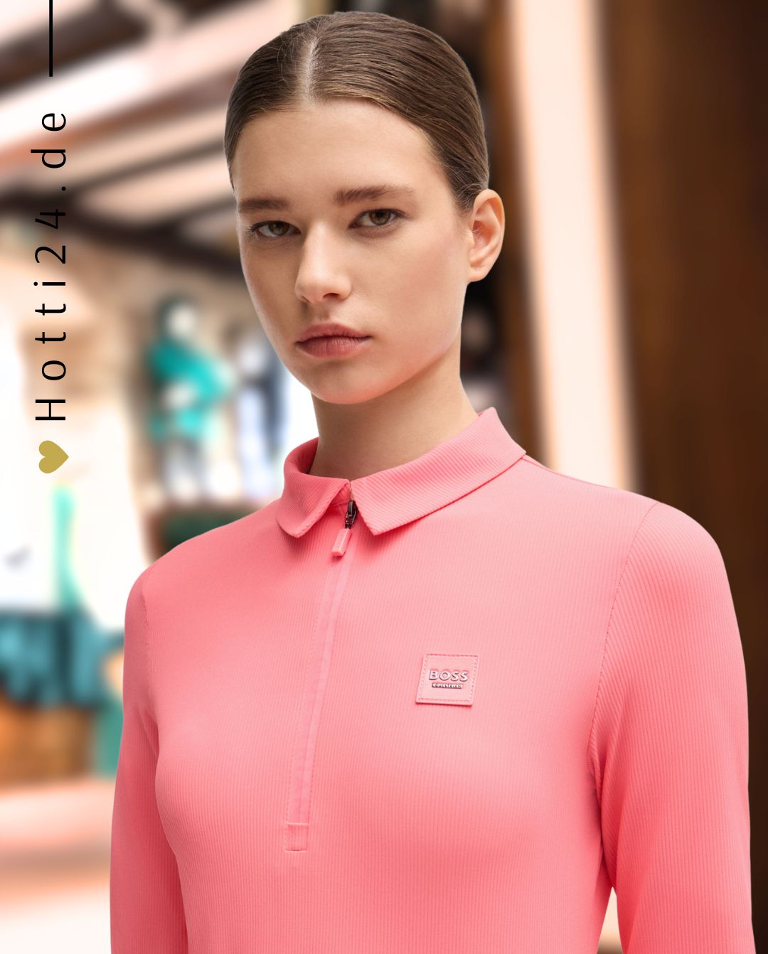 BOSS Equestrian »Trainingsshirt Chess Stripes Pink