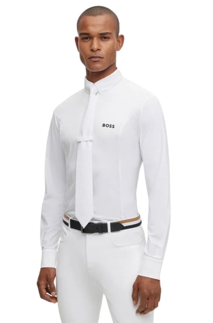 BOSS Equestrian Krawatte Monogram Weiß