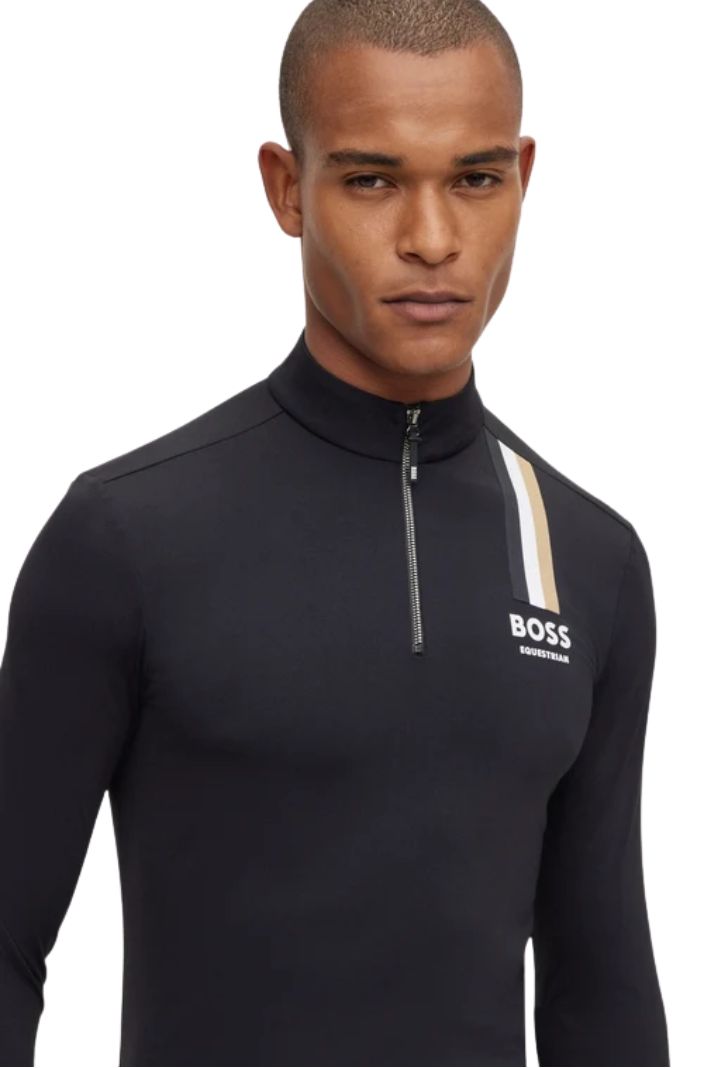 BOSS Equestrian Reitshirt Langarm Ethan Schwarz