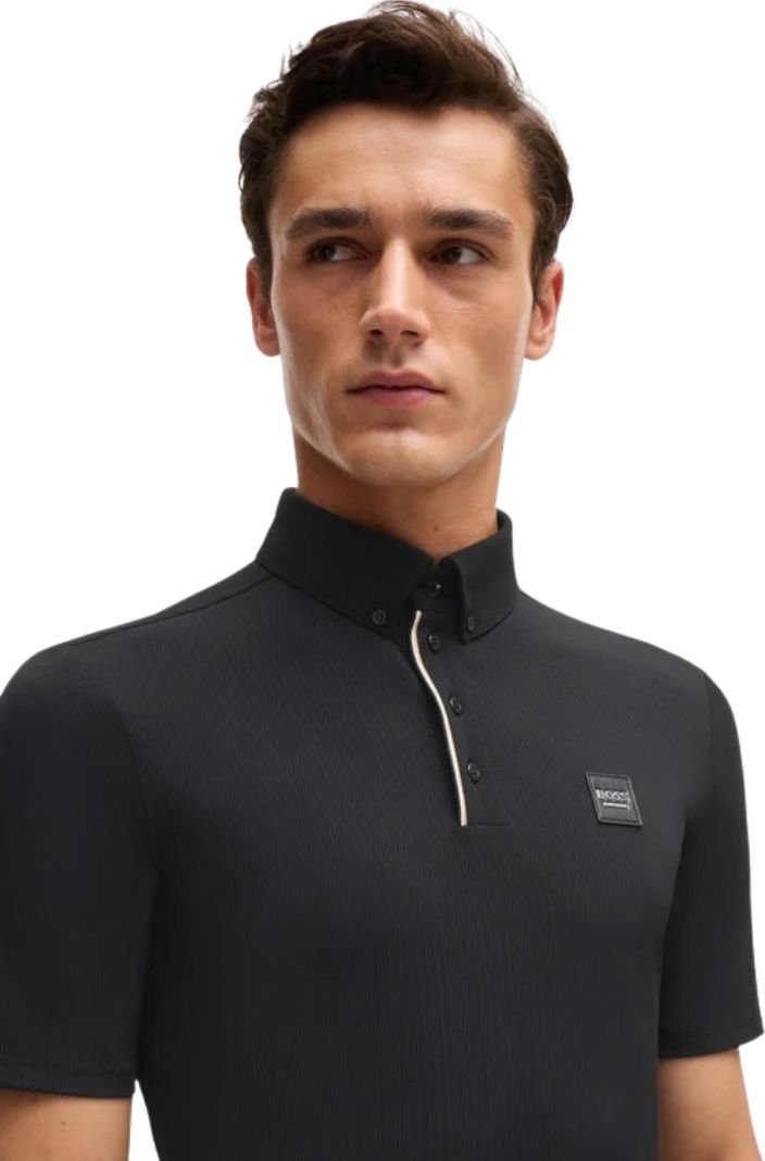 BOSS Equestrian Trainingsshirt Matt Stripes Schwarz