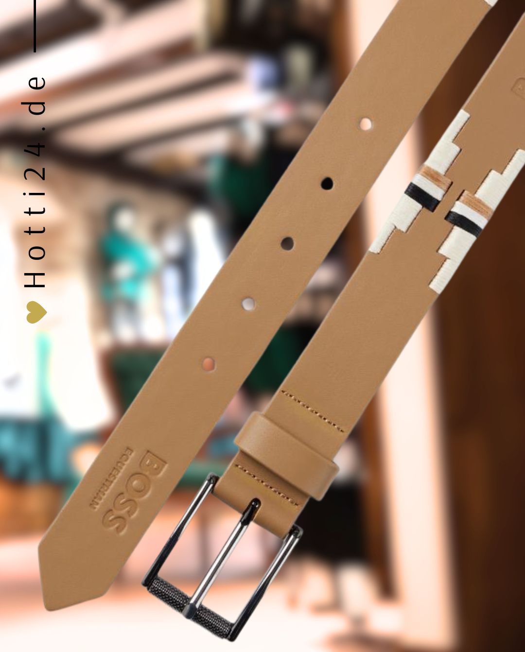 BOSS Equestrian Signature Belt Camel