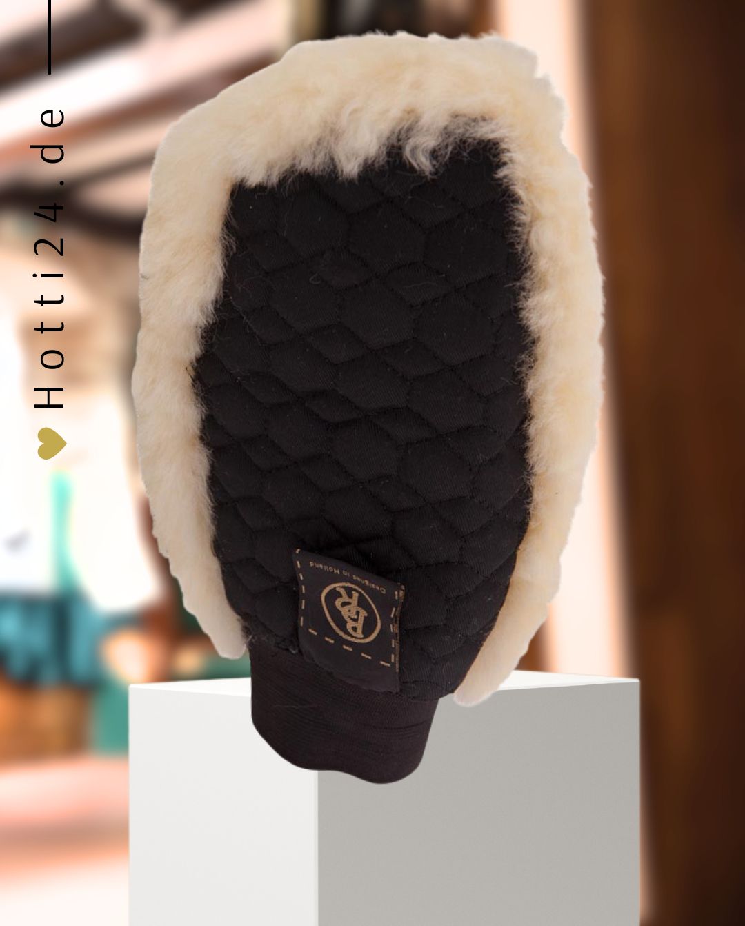 BR »Putzhandschuh Lammfell / Baumwolle Natur