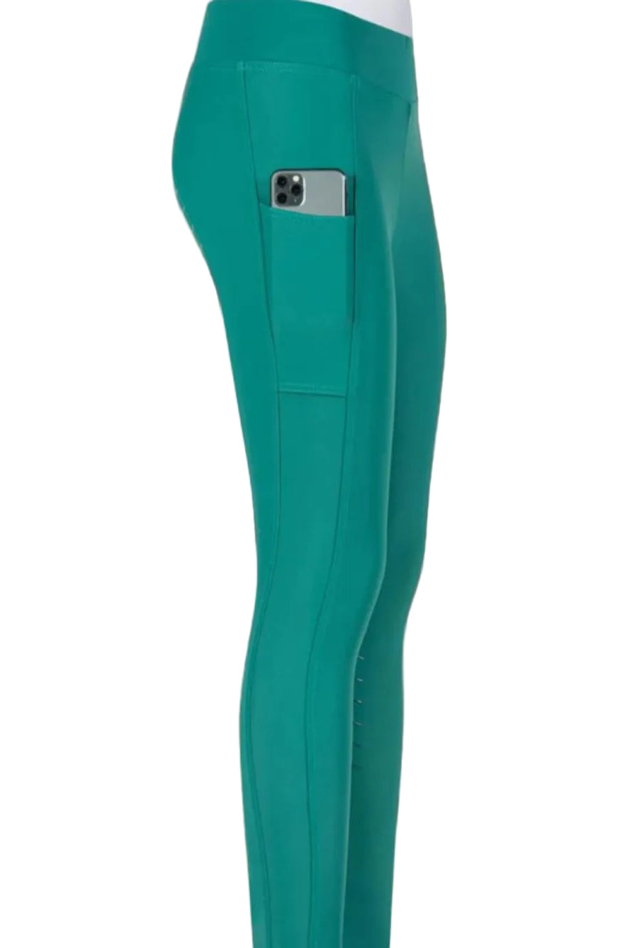 Equiline "Ladies' Riding Leggings Chunk KneeGrip Pepper Green