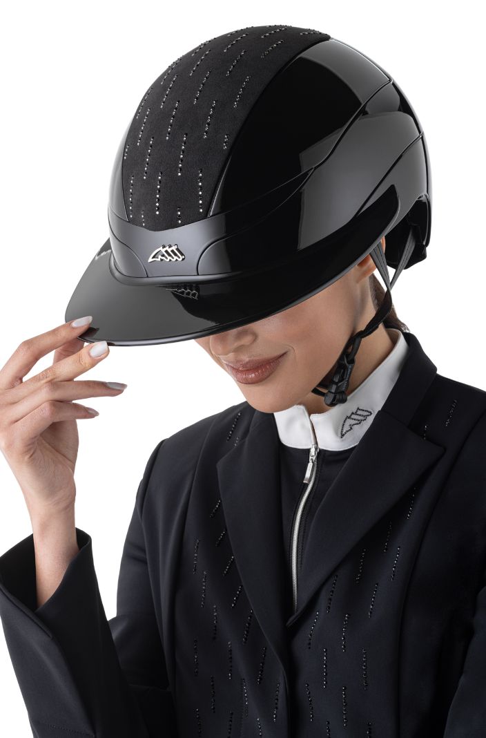 Equiline Reithelm Xanto Rain Drop Swarovski Schwarz Glanz