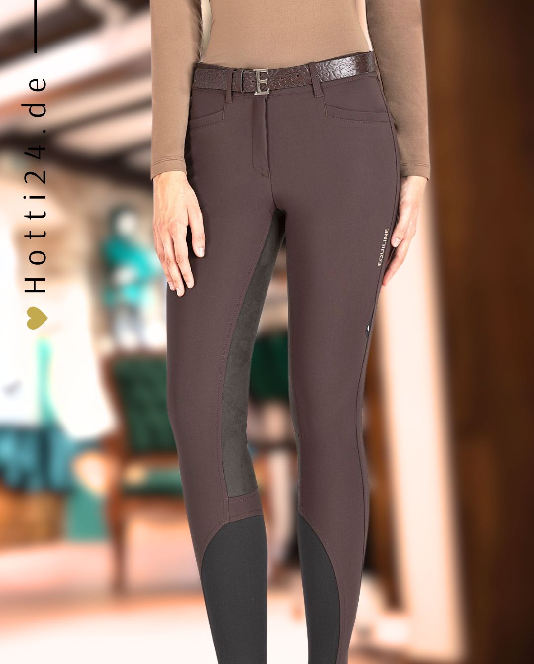 EQUILINE »Reithose Efide FullGrip Leder Marrone