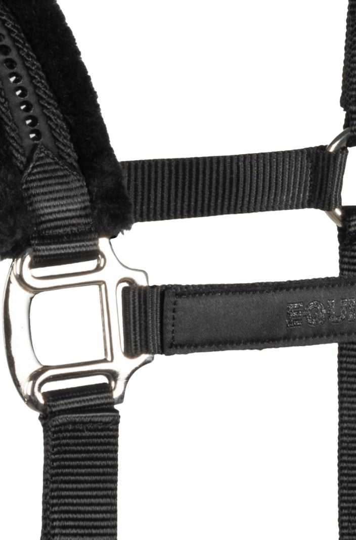 Equiline Halfter & Strick Set Eqglefur mit Fell Schwarz