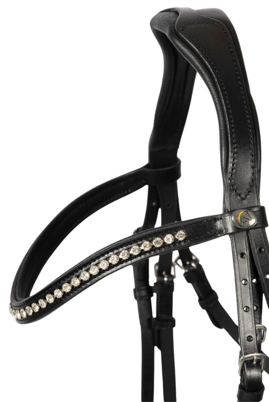 Hans Melzer "Wiesbaden Comfort Snaffle Bridle incl. Reins, Patent Leather Black
