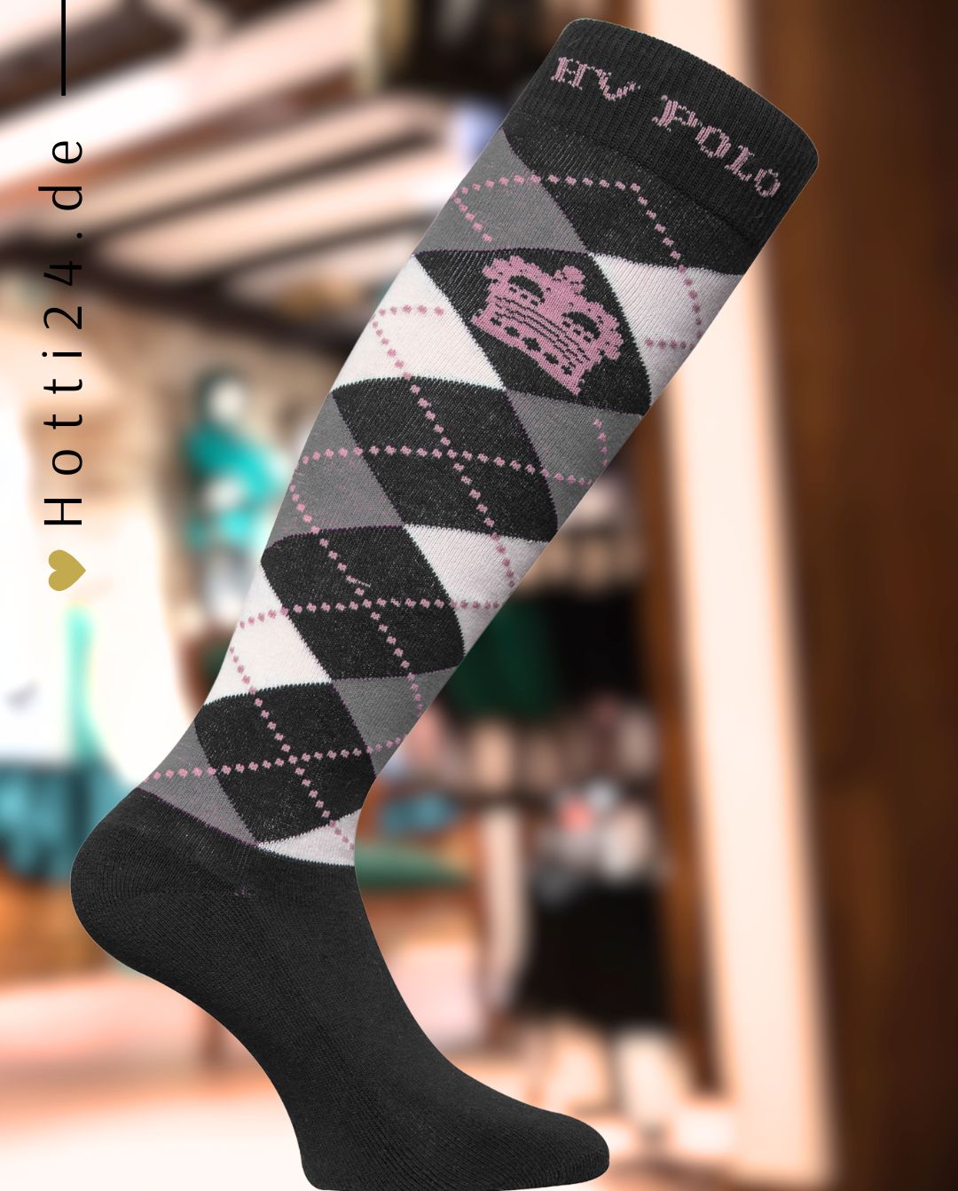 HV POLO »Reitsocken HVPArgyle Black / Silvergrey / Rose
