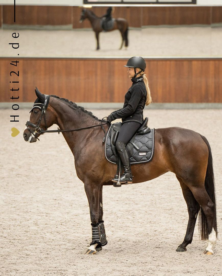 Imperial Riding präsentiert die Dressurschabracke IRH Lovely in der Farbe Schwarz mit der Artikelnummer ZT78122000-9000. Diese Dressurschabracke vereint Stil und Funktionalität und eignet sich ideal für Dressuraktivitäten. Für weitere Informationen und die Möglichkeit zum Kauf besuchen Sie bitte die Website www.Hotti24.de