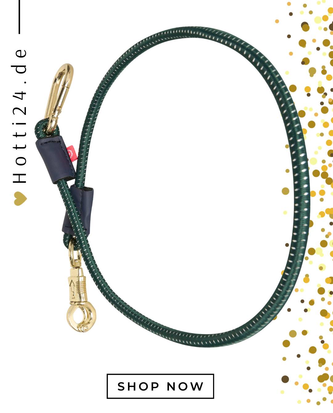 Die vorliegende Datei enthält Informationen über einen elastischen Pferde-Anbinder von Imperial Riding, der eine Länge von 120 cm hat und in der Farbe Grün erhältlich ist. Dieser Pferde-Anbinder ist eine praktische Ausrüstung, um Ihr Pferd sicher zu befestigen oder anzubinden. Sie können diesen Anbinder auf www.hotti24.de erwerben.