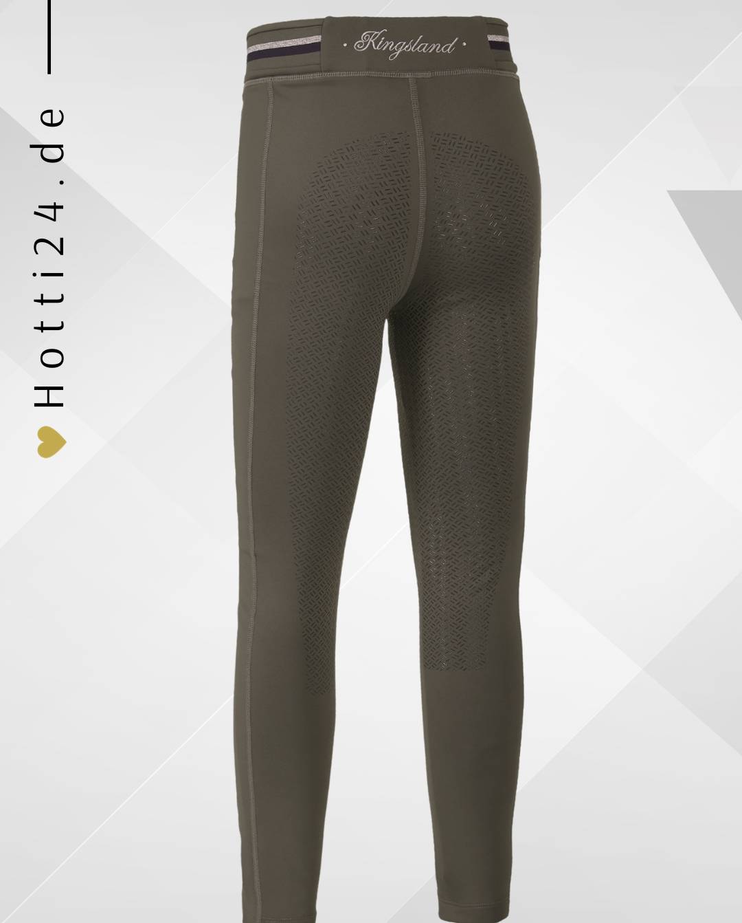 Damen Reitleggings "Kattie FullGrip" von KINGSLAND. Diese Reitleggings sind in der Farbe Grün erhältlich und tragen die Artikelnummer 2330246247-5015. Die "Kattie FullGrip" Damen Reitleggings wurden speziell entwickelt, um Komfort und Halt im Sattel zu bieten. Sie können diese Damen Reitleggings auf der Website www.hotti24.de erwerben