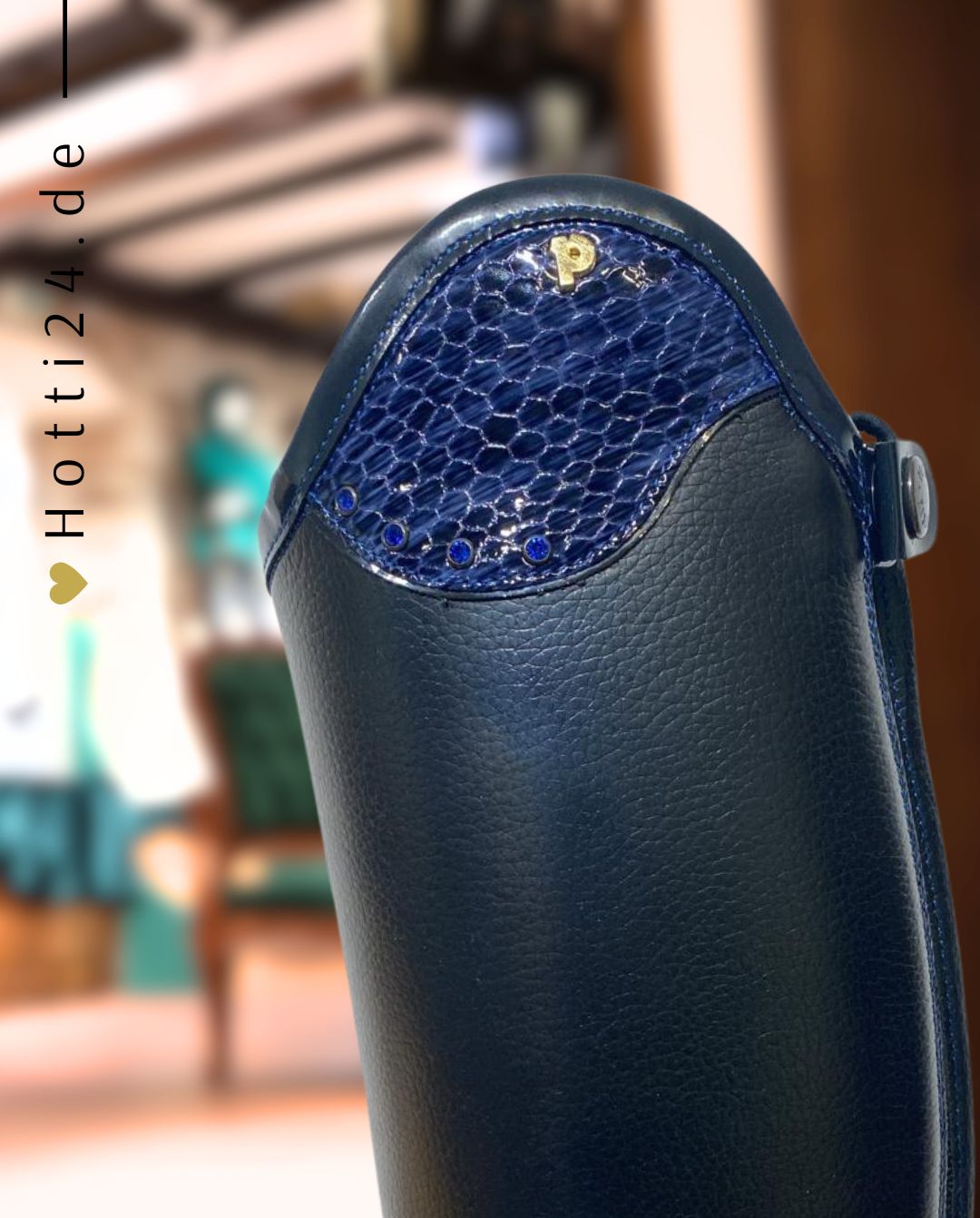 Petrie »Reitstiefel Luca Black Blue Croco