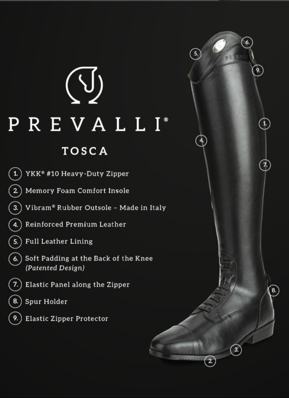 Prevalli Damen Reitstiefel Tosca Schwarz