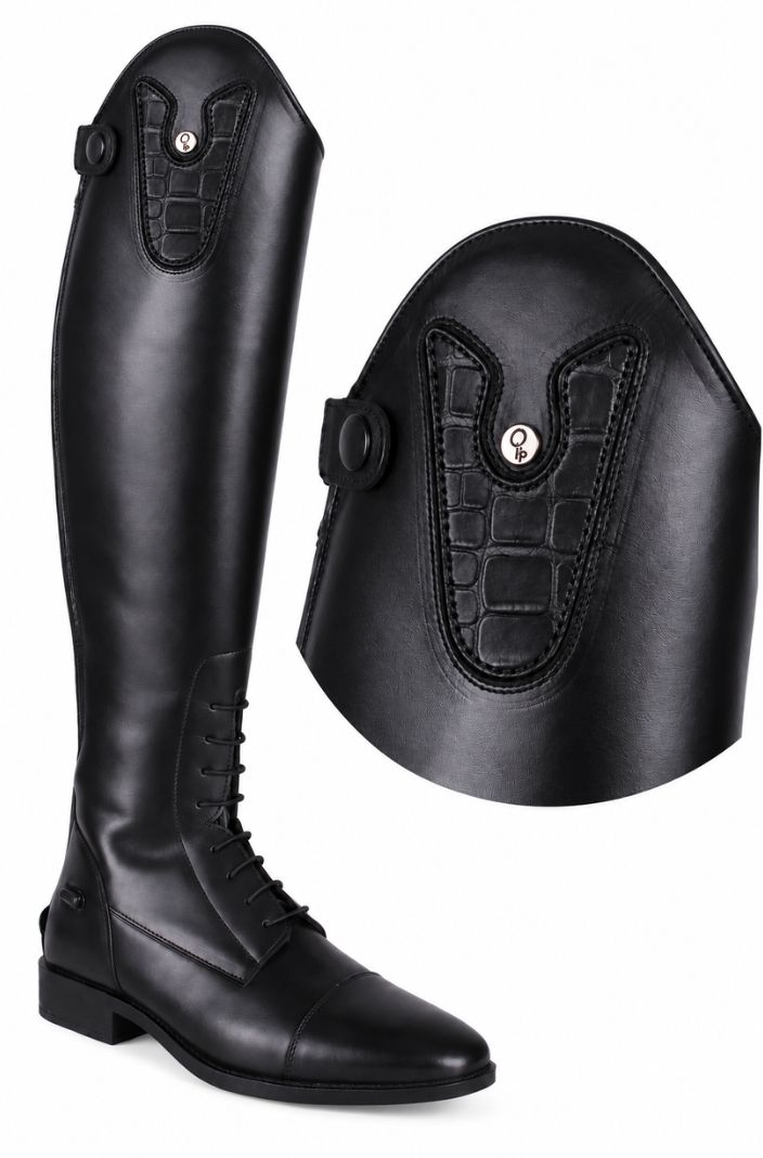 QHP Patches für Reitstiefel Sasha Croco Matt Schwarz