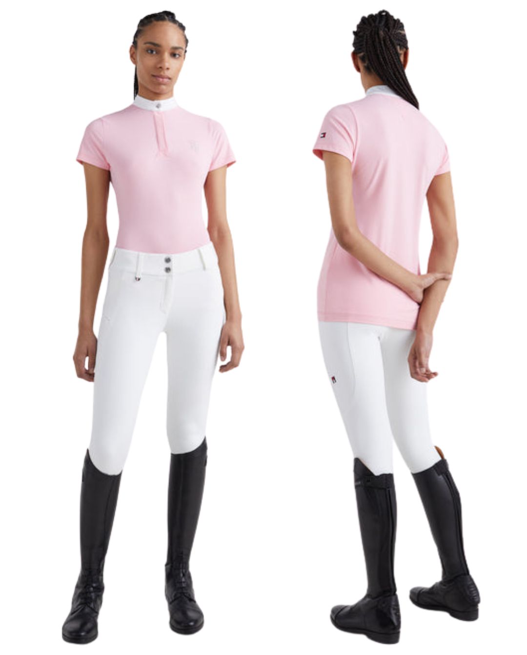 Tommy Hilfiger Equestrian Rhinestone Riding Shirt Classic Pink