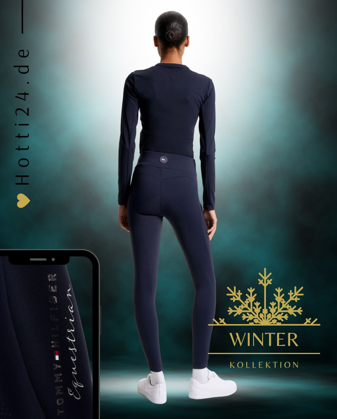 Damen-Reitleggings von Tommy Hilfiger mit der Bezeichnung "Monaco Fullgrip TH08WFLE463-004" in der Farbe Blau. Diese Reitleggings sind auf der Webseite www.hotti24.de erhältlich. Sie wurden speziell für Damen entworfen und verfügen über Fullgrip-Elemente, die zusätzlichen Halt während des Reitens bieten sollen. Zusätzlich sind in der Datei Bilder der Reitleggings aus verschiedenen Blickwinkeln enthalten: von vorne, von der Seite und von hinten