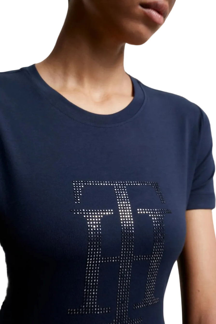 Tommy Hilfiger Equestrian Rhinestone Riding Shirt Desert Sky