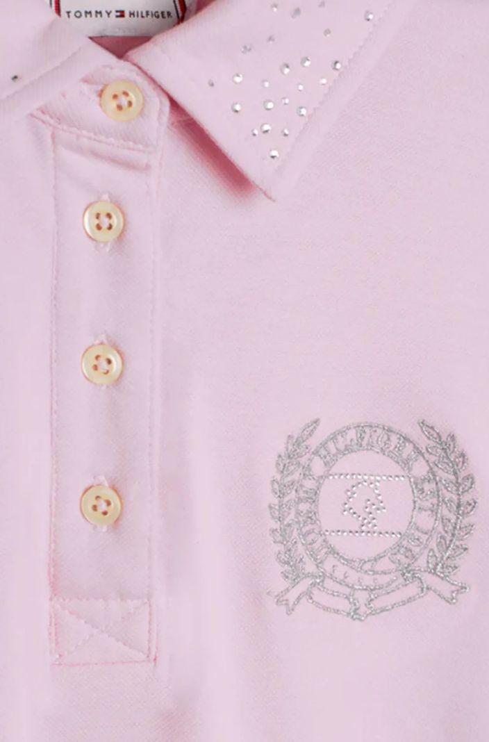 Tommy Hilfiger Equestrian Rhinestone Polo Shirt Classic Pink