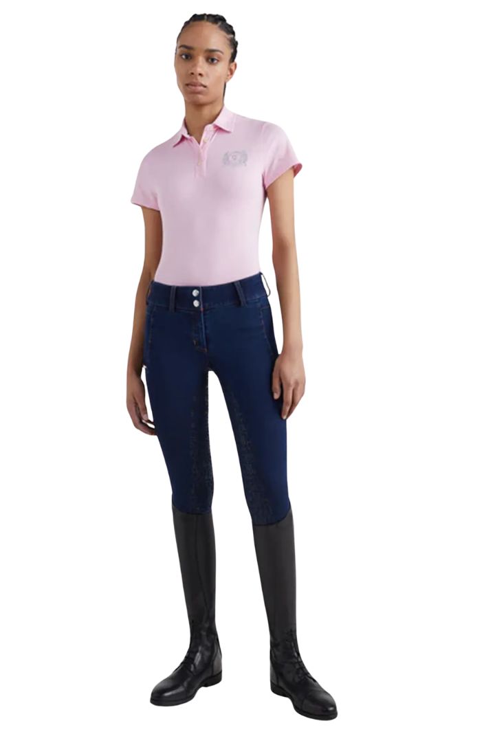 Tommy Hilfiger Equestrian Rhinestone Polo Shirt Classic Pink