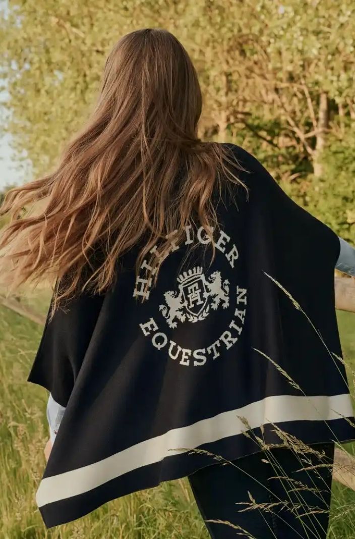 Tommy Hilfiger Equestrian Poncho Greenwood Desert Sky