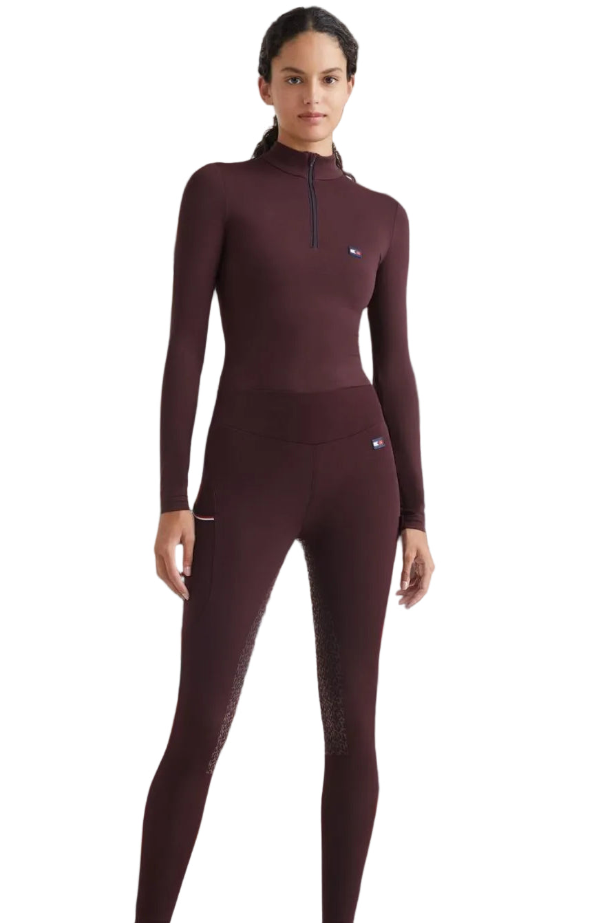 Tommy Hilfiger Equestrian Reitshirt Thermo Deep Burgundy