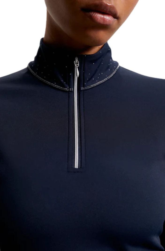 Tommy Hilfiger Equestrian Long Sleeve Riding Shirt Rivets Desert Sky