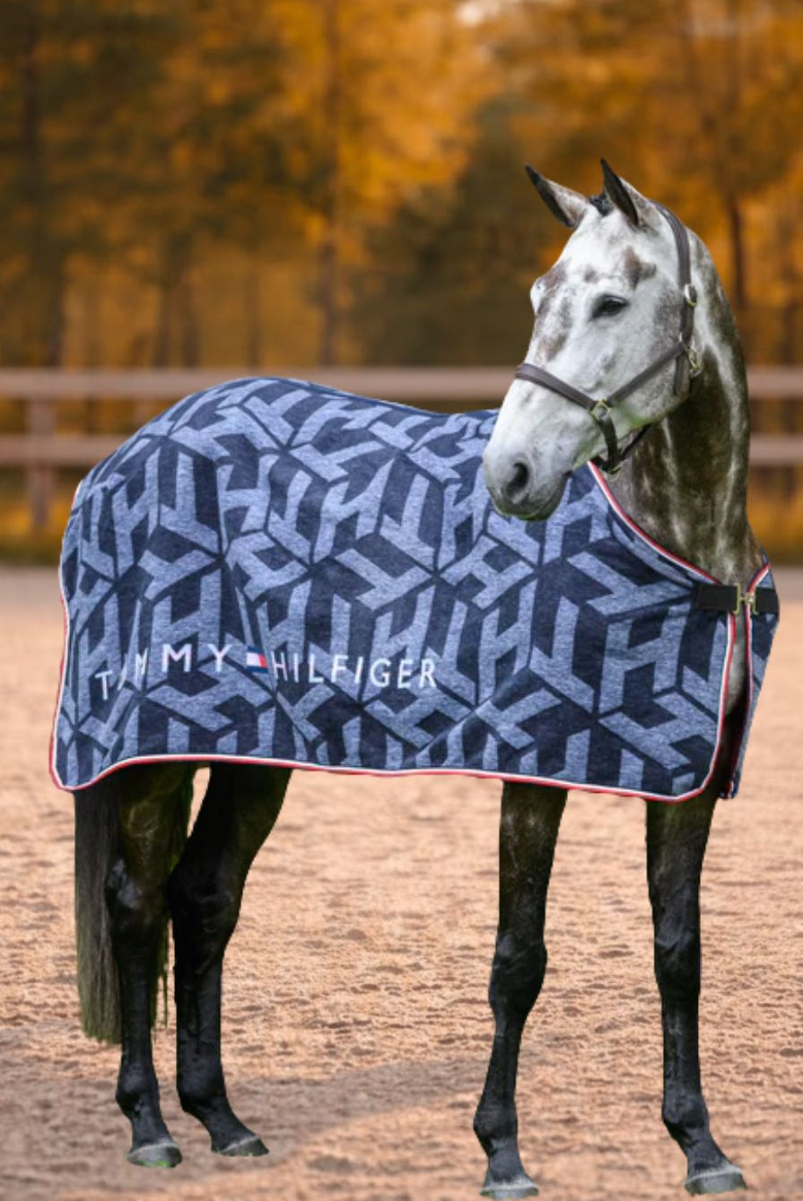 Tommy Hilfiger Equestrian Dralon Cooler Rug Monogram Desert Sky