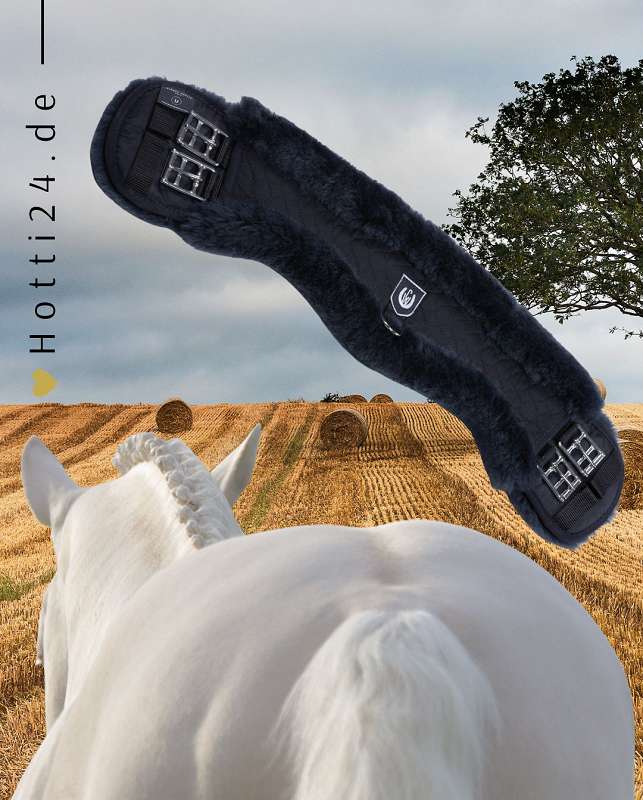 Der Werner Christ Pferde Sattelgurt "Mondgurt" mit Lammfell in Schwarz/Anthrazit, Artikelnummer 6668-64, ist ein hochwertiger Sattelgurt, der speziell für den Komfort des Pferdes entwickelt wurde. Dieser Gurt kombiniert das elegante Schwarz mit Anthrazit und ist mit hochwertigem Lammfell ausgestattet. Er bietet eine angenehme Passform, reduziert Druck und Reibung und minimiert somit mögliche Scheuerstellen. Erhältlich unter www.Hotti24.de.