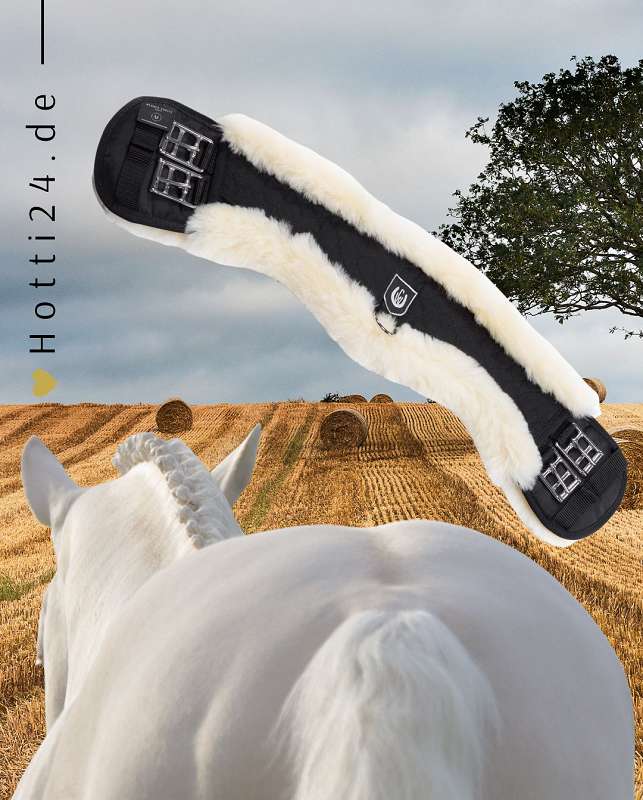 Der Werner Christ Pferde Sattelgurt "Mondgurt" mit Lammfell in Schwarz/Natur, Artikelnummer 6668-62, ist ein hochwertiger Sattelgurt, der speziell für den Komfort des Pferdes entwickelt wurde. Dieser Gurt kombiniert das elegante Schwarz mit Anthrazit und ist mit hochwertigem Lammfell ausgestattet. Er bietet eine angenehme Passform, reduziert Druck und Reibung und minimiert somit mögliche Scheuerstellen. Erhältlich unter www.Hotti24.de.