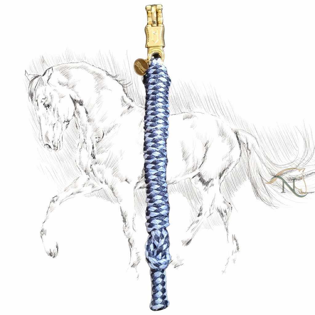 fuehrstrick pferde ultimo navy light blue panikhaken equest