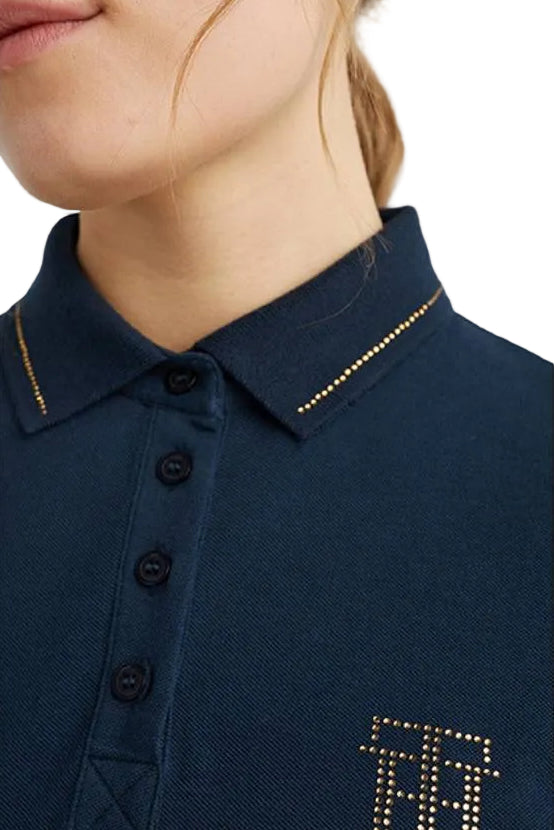 tommy hilfiger damen poloshirt strass vorne detail