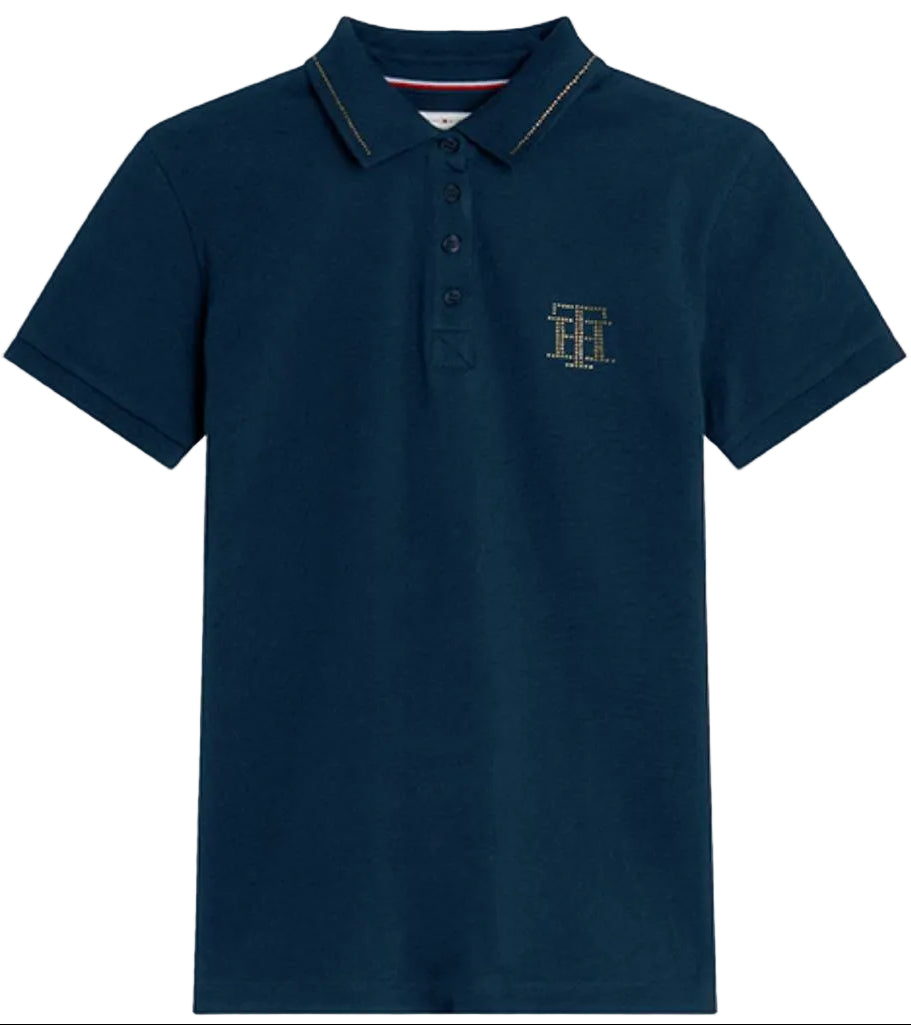 tommy hilfiger damen poloshirt strass vorne