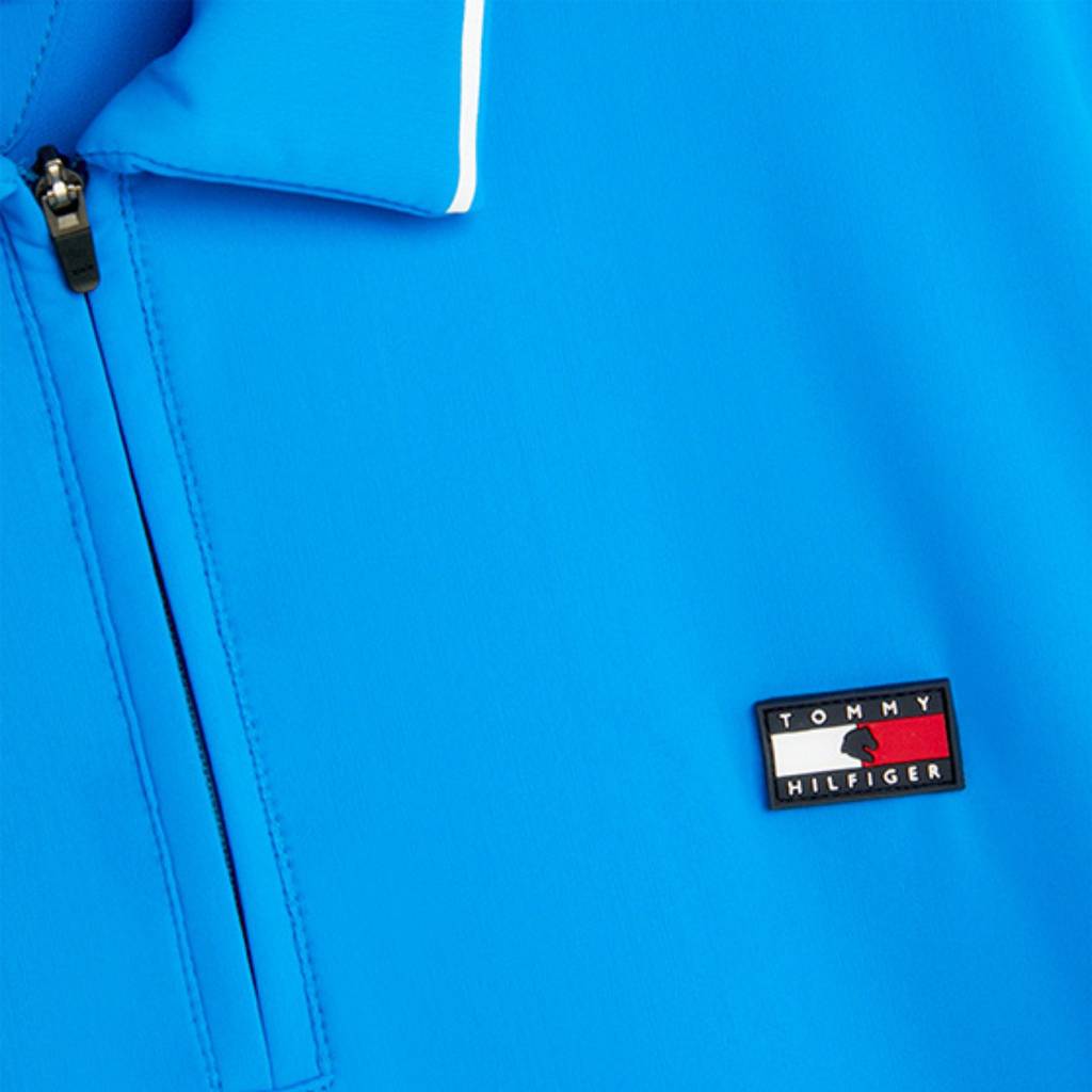 tommy hilfiger herren poloshirt performance blau detail