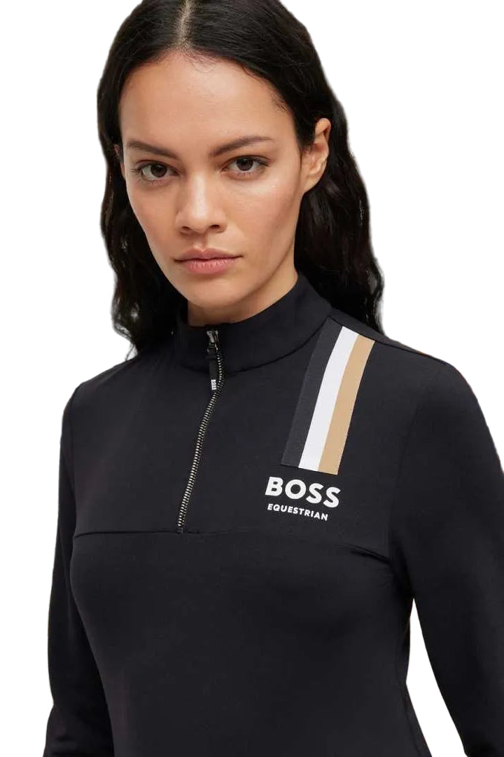 boss damen trainingsshirt lia signaturestripe B1W0405-001 schwarz
