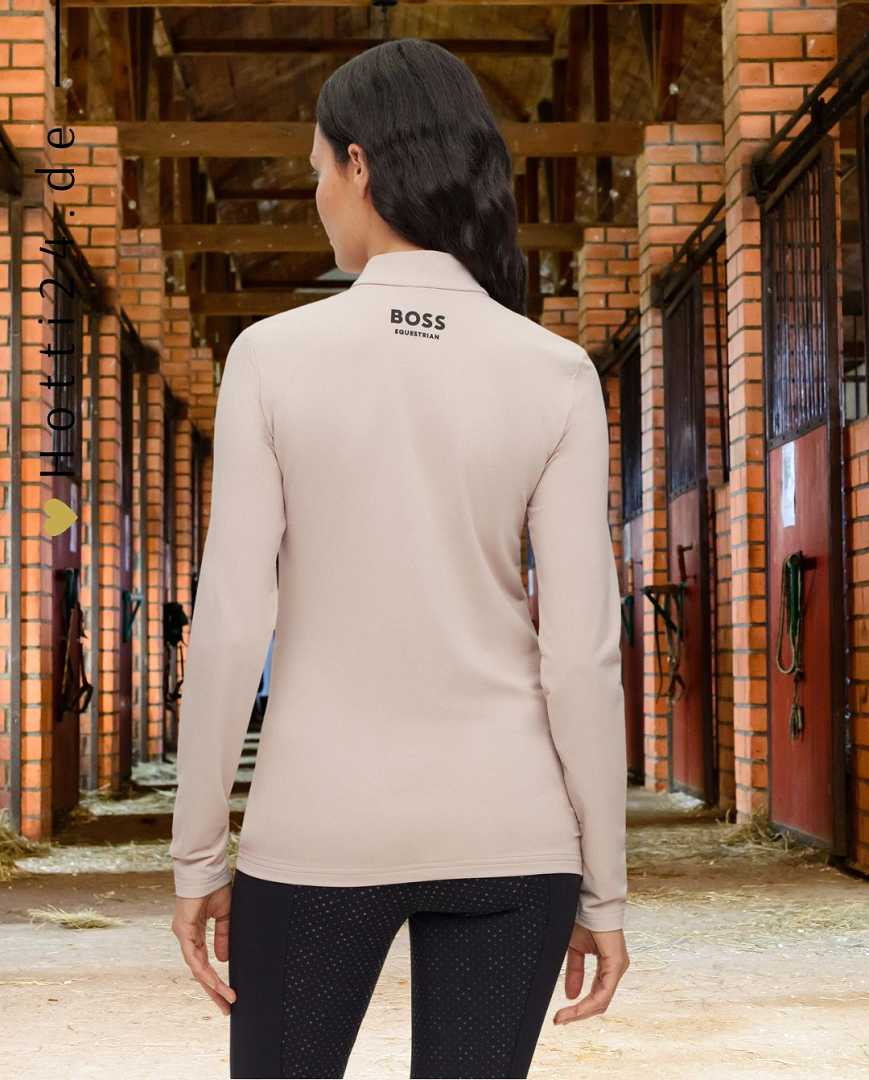 boss damen trainingsshirt lia signaturestripe B1W0405-261 beige