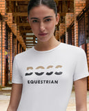 BOSS Equestrian »Damen T-Shirt Maya Weiß, präsentiert sich mit einem modernen und sportlichen Design. Der Rundhalsausschnitt und der Halbarm sorgen für einen legeren Look Artikelnummer b3w0601-100 erhältlich bei www.Hotti24.de