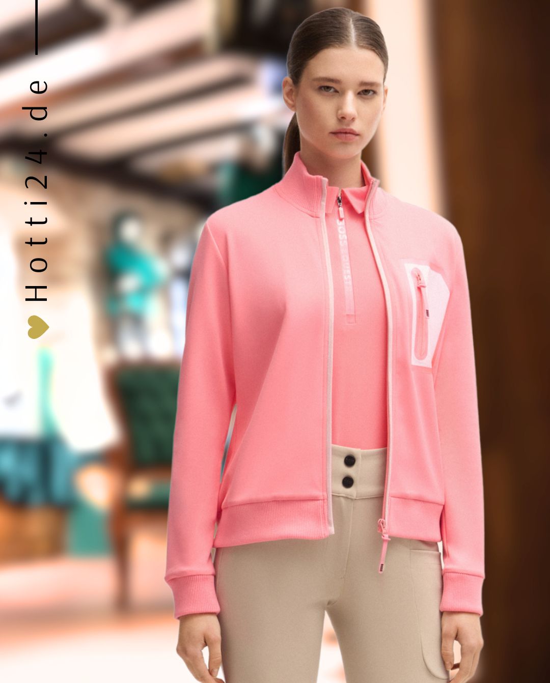BOSS Equestrian »Trainingshirt Chess Stripes Pink