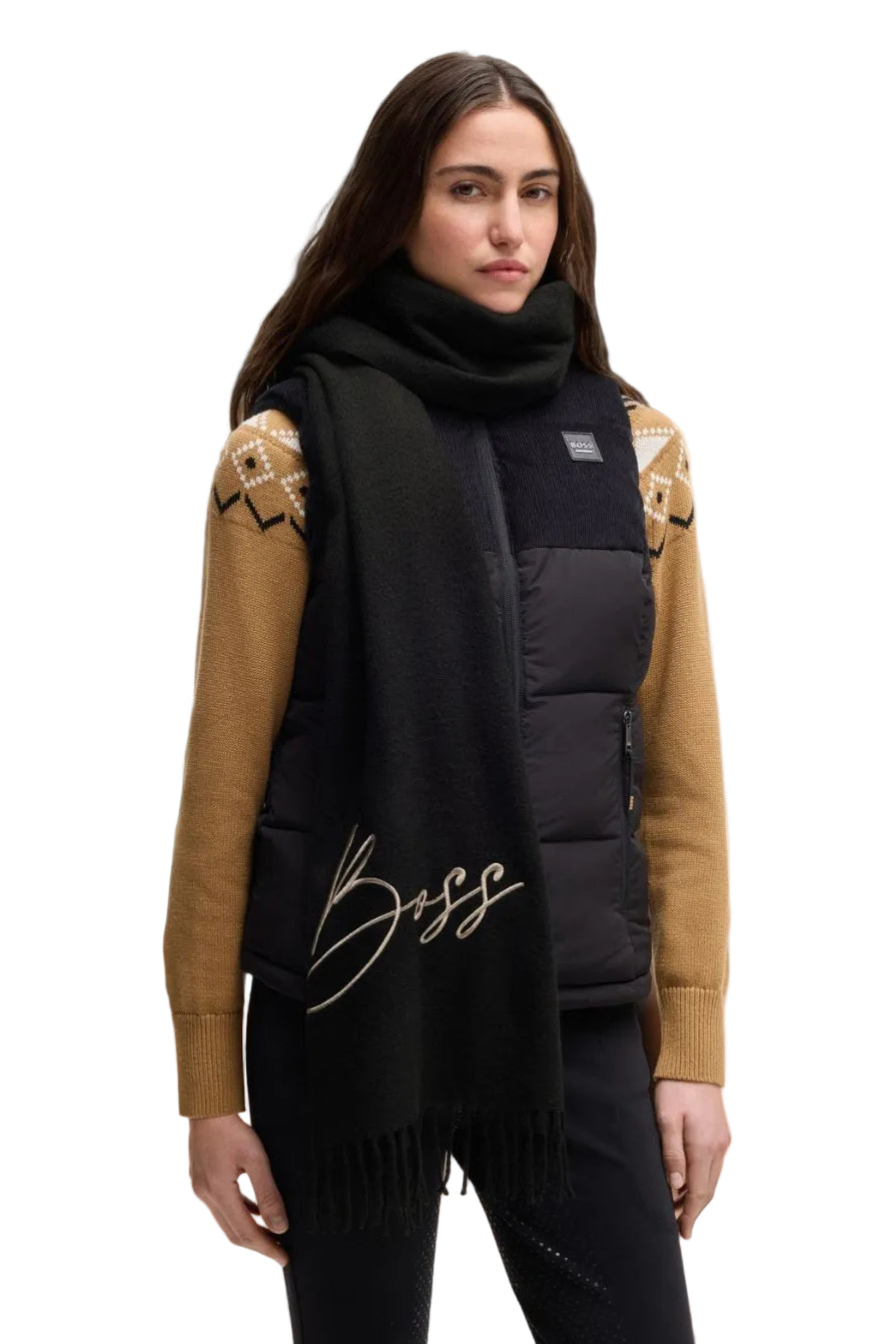 BOSS Equestrian Schal Logo Schwarz