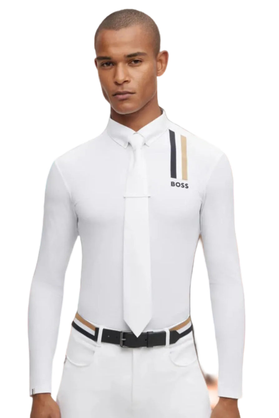 BOSS Equestrian Herren Turniershirt Nick Signature White