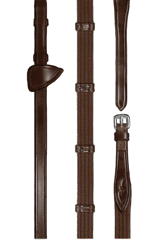 Dy'on "Reins Web Reins New English with 9 Leather Stops Brown