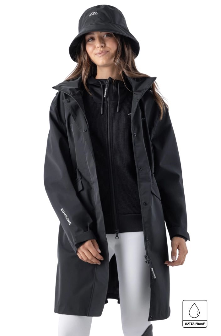 Equiline Lange Regenjacke Eqextre Schwarz