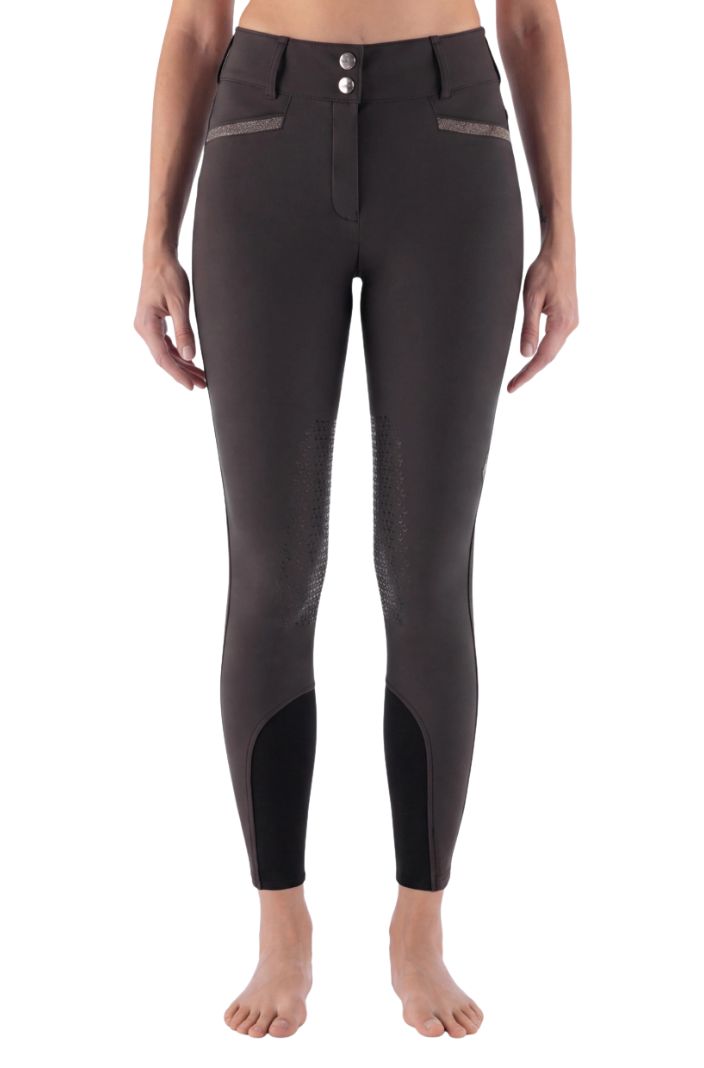 Equiline Damen Reithose Eqcrystalek High Waist KnieGrip Coffee Bean