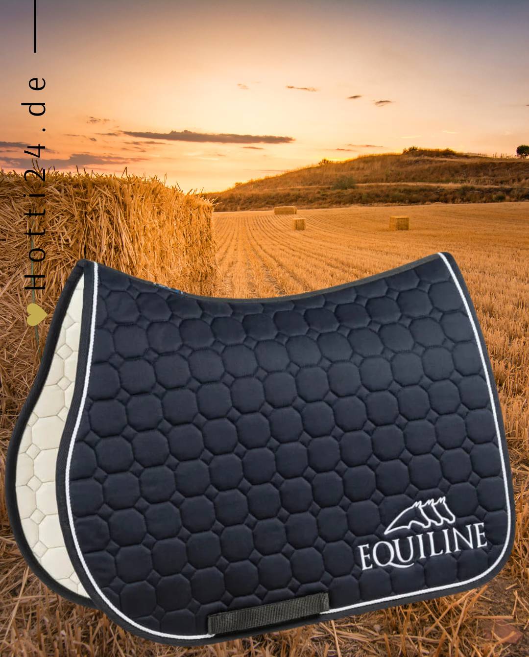 Pferde Springschabracke "Outline" von EQUILINE in der Farbe Blau mit der Artikelnummer B01042-N-002. Diese Springschabracke wurde speziell entwickelt, um Ihrem Pferd während des Springreitens einen eleganten und komfortablen Sitz zu bieten. Sie können diese Pferde Springschabracke auf der Website www.hotti24.de erwerben.