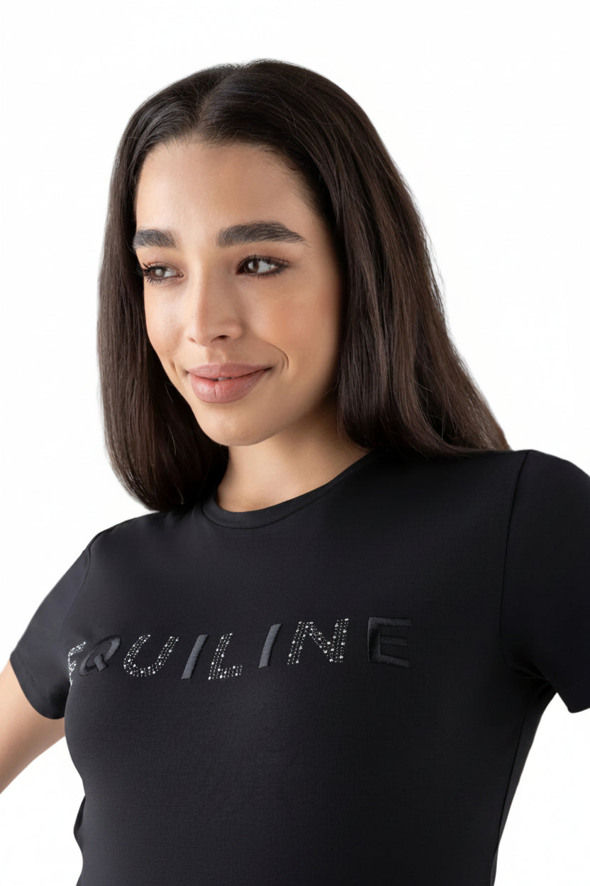 Equiline T-Shirt Gelig Schwarz